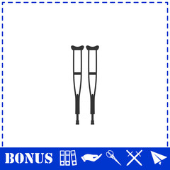 Health crutches icon flat