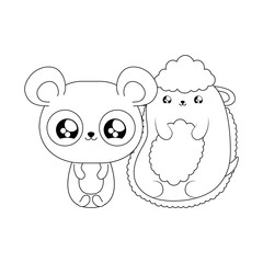 cute sheep with panda bear baby animals kawaii style