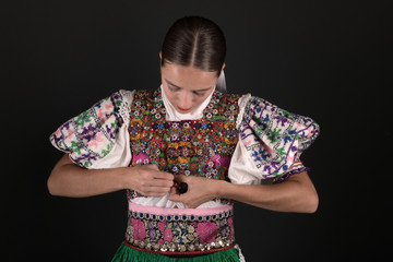 Slovak folklore. Slovakian folklore girl.