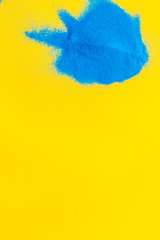 Abstract pattern with blue sand texture on yellow background top view mockup