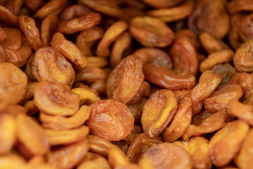 close-up of delicious dried apricots