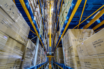 Modern automation of warehouse production in China.
