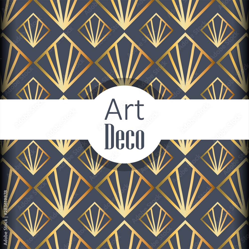 Wall mural black background art deco frames