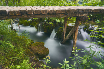 Obraz premium Plivitce National park in Croatia. Long exposure waterfall