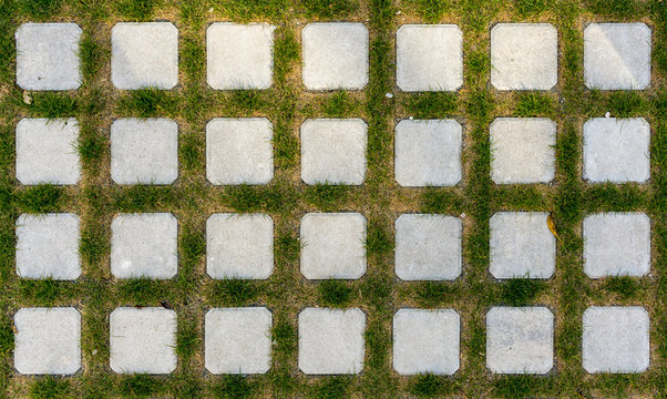 Concrete on grass