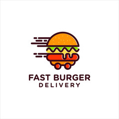 Burger abstract outline vector logo template, fast food isolated line art stylized icon, 