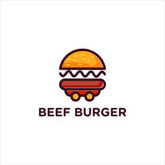 Burger abstract outline vector logo template, fast food isolated line art stylized icon, 
