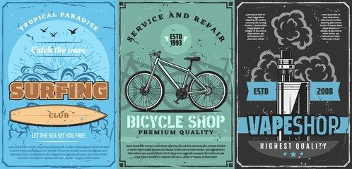 Surfing board, bicycle or bike and vape kit