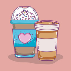 coffee time sketch flat design