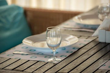 Table set in restaurant