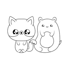 cute bear with fox baby animals kawaii style