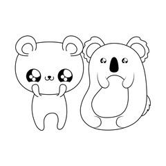 cute bear with koala baby animals kawaii style
