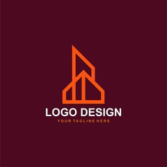 Architectural logo design vector. Real estate line logo design. Home abstract illustration.