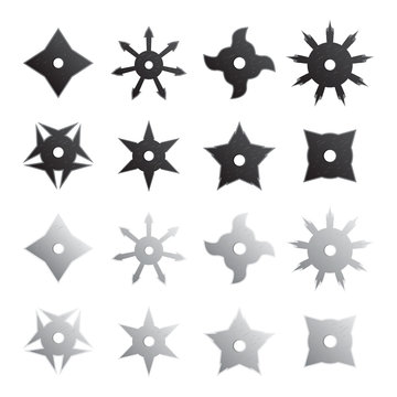 Ninja Stars Or Shuriken Set. Vector.