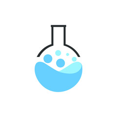 Science lab beaker logo inside vector illustration, labs school