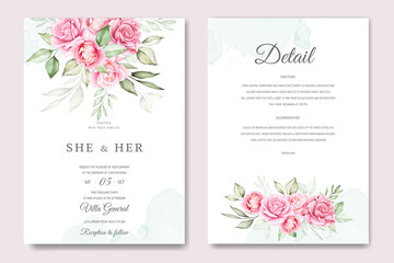 Fototapeta na wymiar wedding invitation card with beautiful flowers template