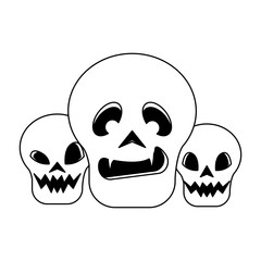halloween october scary celebration cartoon in black and white