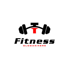 Letter T Logo With barbell. Fitness Gym logo. fitness vector logo design for gym and fitness.
