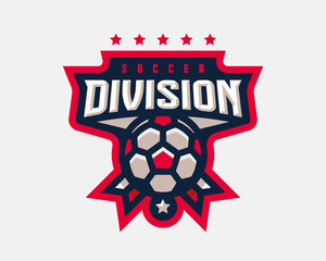 Soccer logo design. Football emblem tournament template editable for your design.