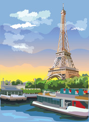 Colorful vector Paris 3 - obrazy, fototapety, plakaty