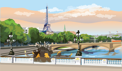 Colorful vector Paris 8 - obrazy, fototapety, plakaty