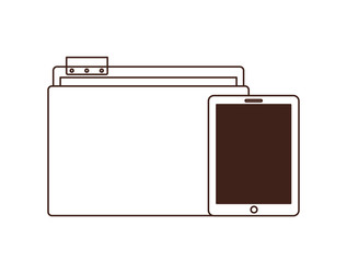 set of icons with smartphone in white background