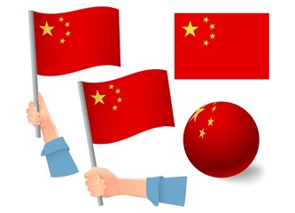 China flag in hand icon
