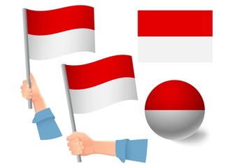 Indonesia flag in hand icon