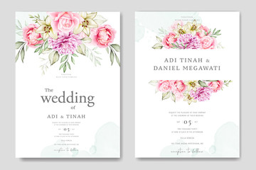 wedding invitation card with beautiful flowers template