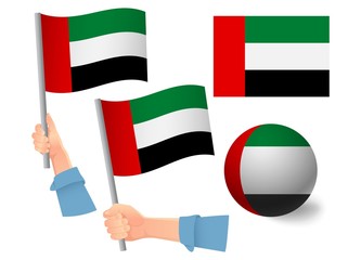 united arab emirates flag in hand icon