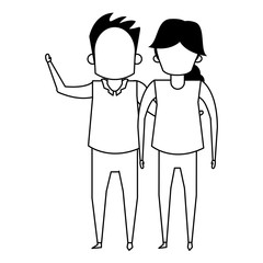 grandparents senior old people cartoon faceless in black and white