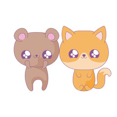 cute bear with fox baby animals kawaii style