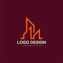 Architectural logo design vector. Real estate line logo design. Home abstract illustration.