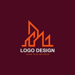 Architectural logo design vector. Real estate line logo design. Home abstract illustration.