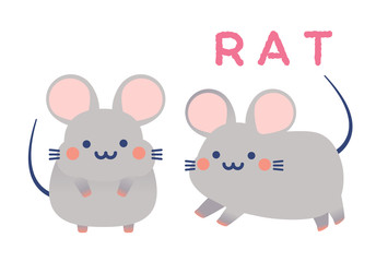 cute tiny rat character design vector