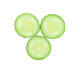 Fresh slice cucumber isolated on white background