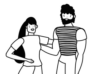 Couple of woman and man cartoon design vector illustration