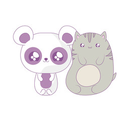 panda bear with cat baby animals kawaii style