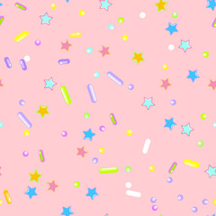 Sprinkle Cupcake Donut Topping. Seamless Pattern 