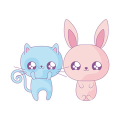 cute cat with bunny baby animals kawaii style