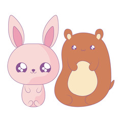 cute bear with bunny baby animals kawaii style