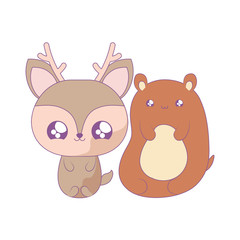 cute bear with reindeer baby animals kawaii style