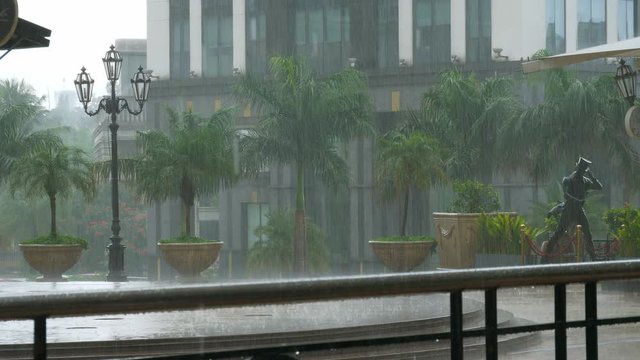 bangalore city downtown rainy day square slow motion panorama 4k india