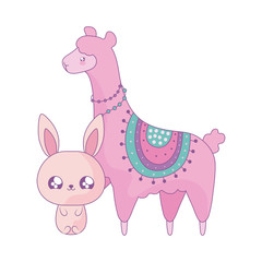cute rabbit with alpaca baby animals kawaii style