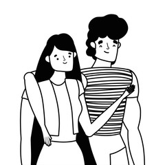 Couple of woman and man cartoon design vector illustration