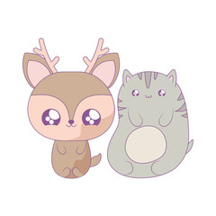 cute reindeer with cat baby animals kawaii style