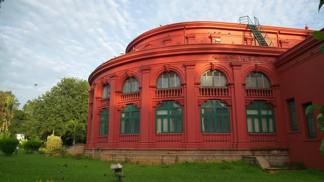 sunset time bangalore city park famous library slow motion panorama 4k india