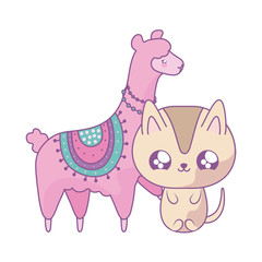 cute cat with alpaca baby animals kawaii style