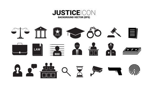 Justice And Investigation Icon. Background Concept Of Crime And Law System