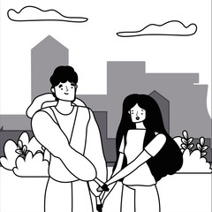 Couple of woman and man cartoon design vector illustration